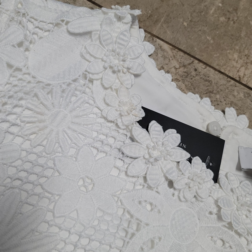 NWT Kate Spade Floral Lace Shirt Dress White Lace Shirt Sleeve Femenin 8 - Picture 8 of 10